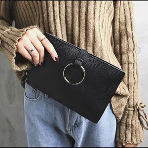 Black Clutch with Gold Ring